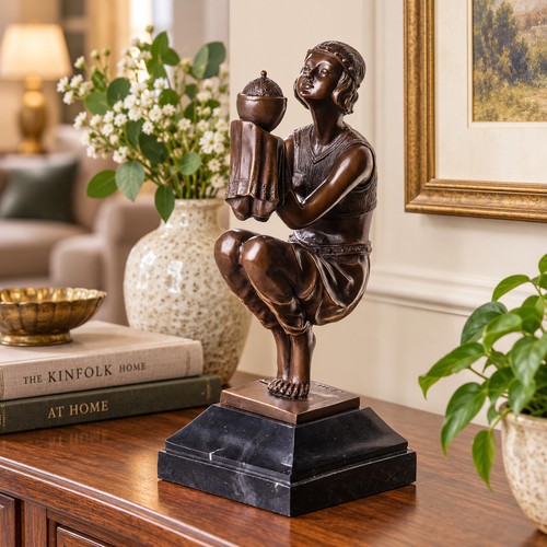 Scultura bronzo donna con - scultura,